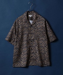 Total Pattern Print Oversized Open Collar Shirt/総柄 オーバーサイズ オープンカラーシャツ