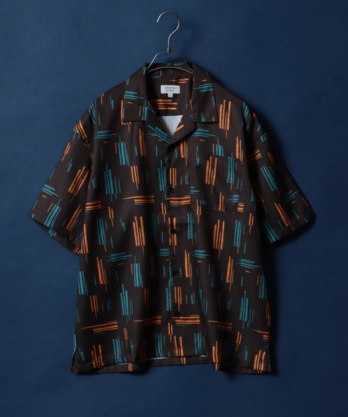 ANPAS(アンパス)の「Total Pattern Print Oversized Open Collar Shirt/総柄 オーバーサイズ オープンカラーシャツ(シャツ/ブラウス・メンズ・オレンジ系その他/ブラウン系その他2/ブルー系その他2/ブラック系その他/ブラウン系その他/ベージュ系その他/グリーン系その他/ブルー系その他・M/L/LL)」の4枚目の写真