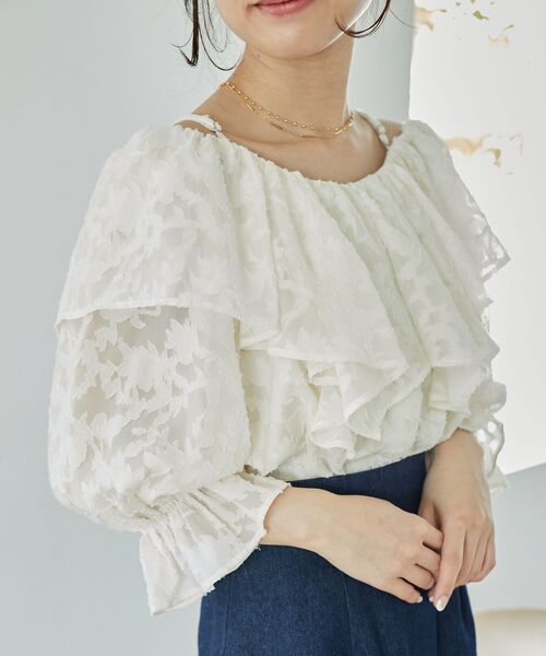 MAJESTIC LEGON(マジェスティックレゴン)の「2wayフリルオフショルブラウス(シャツ/ブラウス・レディース・ブラック/ホワイト系その他2/ホワイト系その他/イエロー・MEDIUM)」の19枚目の写真