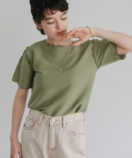 select MOCA（セレクトモカ）の「タックプリーツハーフスリーブトップス（Tシャツ/カットソー・レディース・ベージュ系その他/アイボリー/カーキ・FREE）」の3枚目の写真