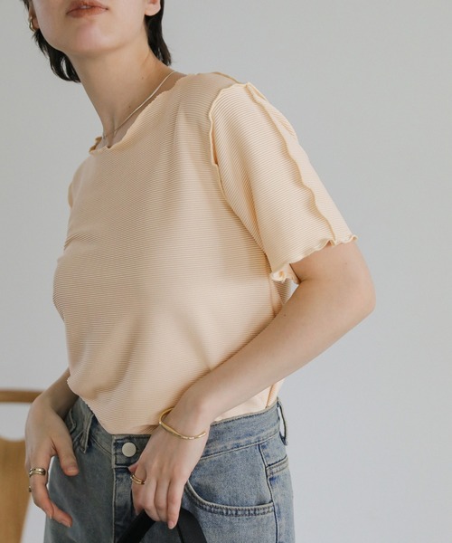 select MOCA（セレクトモカ）の「タックプリーツハーフスリーブトップス（Tシャツ/カットソー・レディース・ベージュ系その他/アイボリー/カーキ・FREE）」の15枚目の写真