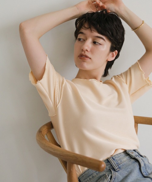 select MOCA（セレクトモカ）の「タックプリーツハーフスリーブトップス（Tシャツ/カットソー・レディース・ベージュ系その他/アイボリー/カーキ・FREE）」の16枚目の写真