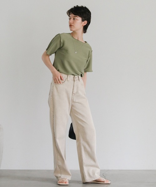 select MOCA（セレクトモカ）の「タックプリーツハーフスリーブトップス（Tシャツ/カットソー・レディース・ベージュ系その他/アイボリー/カーキ・FREE）」の6枚目の写真