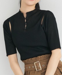 ショルダーカットシアーリブニット shoulder cut sheer rib knit