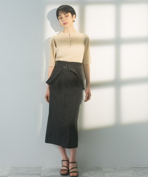 DRWCYS（ドロシーズ）の「ショルダーカットシアーリブニット  shoulder cut sheer rib knit（ニット/セーター・レディース・ライトグリーン/ブラック/ベージュ・FREE）」の21枚目の写真