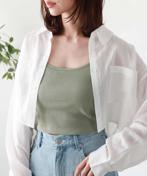 archives(アルシーヴ)の「クロップドキャミソール(キャミソール・レディース・ブラック/アイボリー/ブルーグレー/グリーン・MEDIUM)」の4枚目の写真