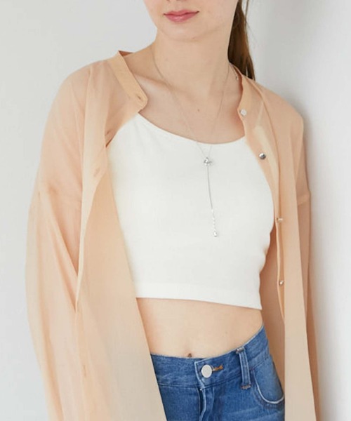 archives(アルシーヴ)の「クロップドキャミソール(キャミソール・レディース・ブラック/アイボリー/ブルーグレー/グリーン・MEDIUM)」の2枚目の写真