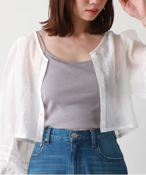 archives(アルシーヴ)の「クロップドキャミソール(キャミソール・レディース・ブラック/アイボリー/ブルーグレー/グリーン・MEDIUM)」の3枚目の写真