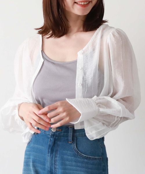 archives(アルシーヴ)の「クロップドキャミソール(キャミソール・レディース・ブラック/アイボリー/ブルーグレー/グリーン・MEDIUM)」の5枚目の写真