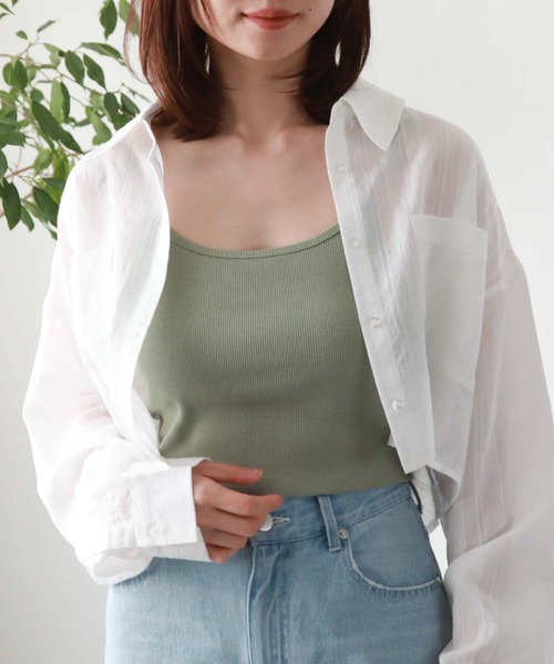 archives(アルシーヴ)の「クロップドキャミソール(キャミソール・レディース・ブラック/アイボリー/ブルーグレー/グリーン・MEDIUM)」の9枚目の写真