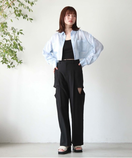 archives(アルシーヴ)の「クロップドキャミソール(キャミソール・レディース・ブラック/アイボリー/ブルーグレー/グリーン・MEDIUM)」の6枚目の写真