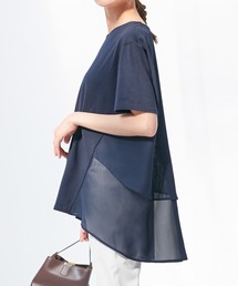 バックシフォン切替チュニック
