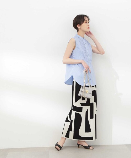 N.(N. Natural Beauty Basic)(エヌエヌナチュラルビューティーベーシック)の「◆ジオメトリックパターンジャガードスカート(スカート・レディース・ブラック/キャメル・MEDIUM)」の20枚目の写真