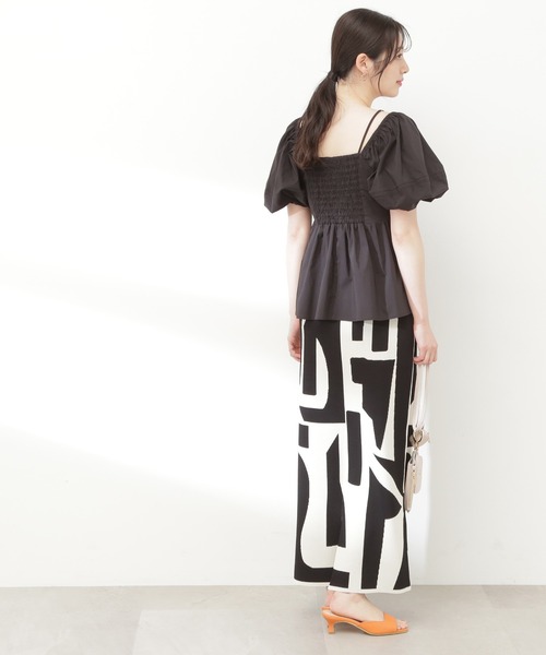 N.(N. Natural Beauty Basic)(エヌエヌナチュラルビューティーベーシック)の「◆ジオメトリックパターンジャガードスカート(スカート・レディース・ブラック/キャメル・MEDIUM)」の5枚目の写真