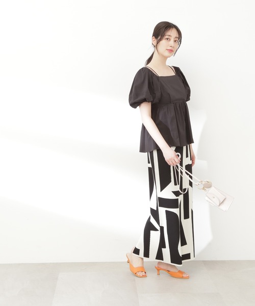 N.(N. Natural Beauty Basic)(エヌエヌナチュラルビューティーベーシック)の「◆ジオメトリックパターンジャガードスカート(スカート・レディース・ブラック/キャメル・MEDIUM)」の6枚目の写真