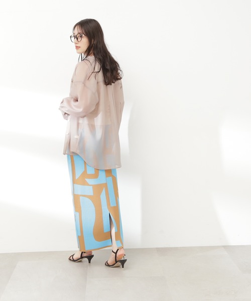 N.(N. Natural Beauty Basic)(エヌエヌナチュラルビューティーベーシック)の「◆ジオメトリックパターンジャガードスカート(スカート・レディース・ブラック/キャメル・MEDIUM)」の9枚目の写真