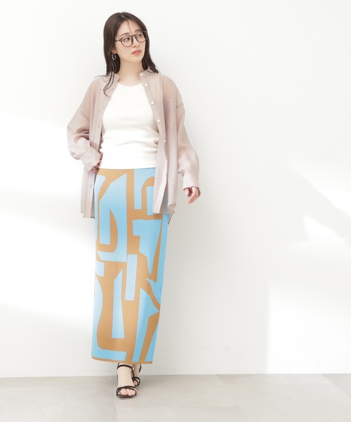 N.(N. Natural Beauty Basic)(エヌエヌナチュラルビューティーベーシック)の「◆ジオメトリックパターンジャガードスカート(スカート・レディース・ブラック/キャメル・MEDIUM)」の10枚目の写真