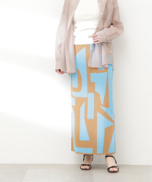 N.(N. Natural Beauty Basic)(エヌエヌナチュラルビューティーベーシック)の「◆ジオメトリックパターンジャガードスカート(スカート・レディース・ブラック/キャメル・MEDIUM)」の11枚目の写真