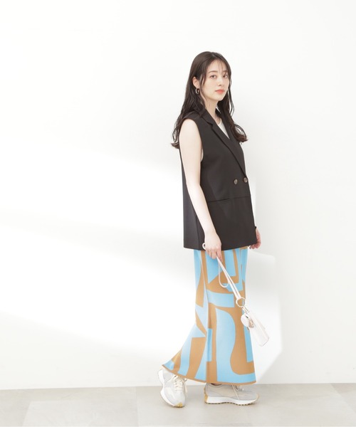 N.(N. Natural Beauty Basic)(エヌエヌナチュラルビューティーベーシック)の「◆ジオメトリックパターンジャガードスカート(スカート・レディース・ブラック/キャメル・MEDIUM)」の12枚目の写真