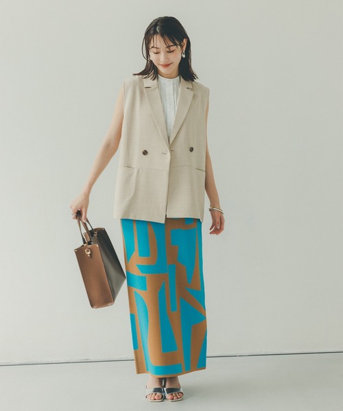 N.(N. Natural Beauty Basic)(エヌエヌナチュラルビューティーベーシック)の「◆ジオメトリックパターンジャガードスカート(スカート・レディース・ブラック/キャメル・MEDIUM)」の22枚目の写真