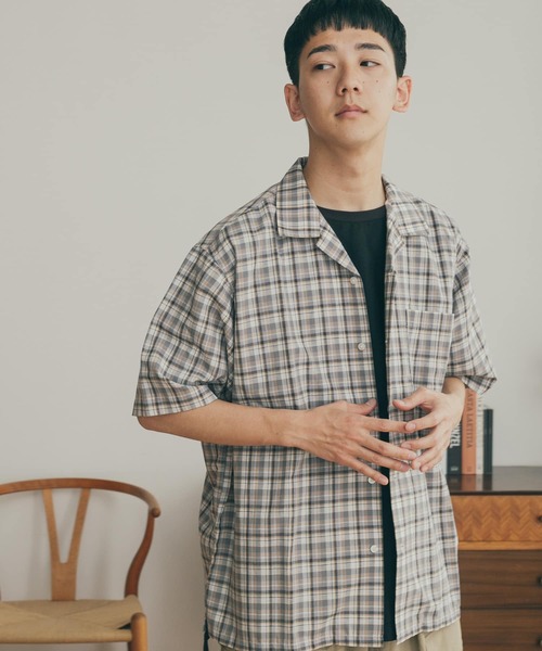 FORK&SPOON(フォークアンドスプーン)の「FORK&SPOON オープンカラーチェックシャツ(シャツ/ブラウス・メンズ・ブラック系その他/グレー系その他・4/5/6)」の9枚目の写真
