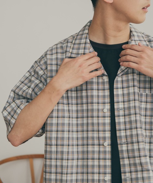 FORK&SPOON(フォークアンドスプーン)の「FORK&SPOON オープンカラーチェックシャツ(シャツ/ブラウス・メンズ・ブラック系その他/グレー系その他・4/5/6)」の6枚目の写真