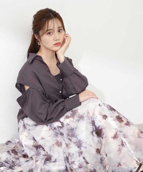 PROPORTION BODY DRESSING（プロポーションボディドレッシング）の「オープンショルダーショートブラウス / 1213110900（シャツ/ブラウス・レディース・ホワイト/ダークグレー/グレー・FREE）」の3枚目の写真