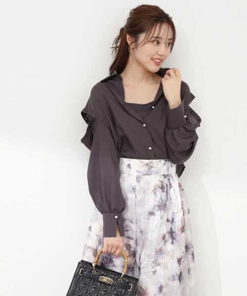 PROPORTION BODY DRESSING（プロポーションボディドレッシング）の「オープンショルダーショートブラウス / 1213110900（シャツ/ブラウス・レディース・ホワイト/ダークグレー/グレー・FREE）」の7枚目の写真