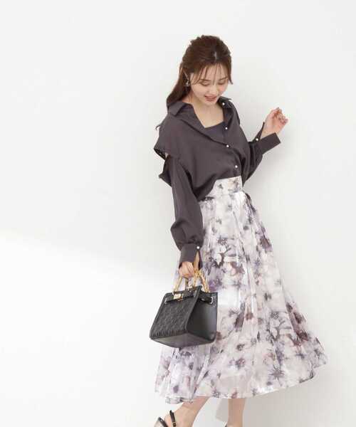 PROPORTION BODY DRESSING（プロポーションボディドレッシング）の「オープンショルダーショートブラウス / 1213110900（シャツ/ブラウス・レディース・ホワイト/ダークグレー/グレー・FREE）」の8枚目の写真