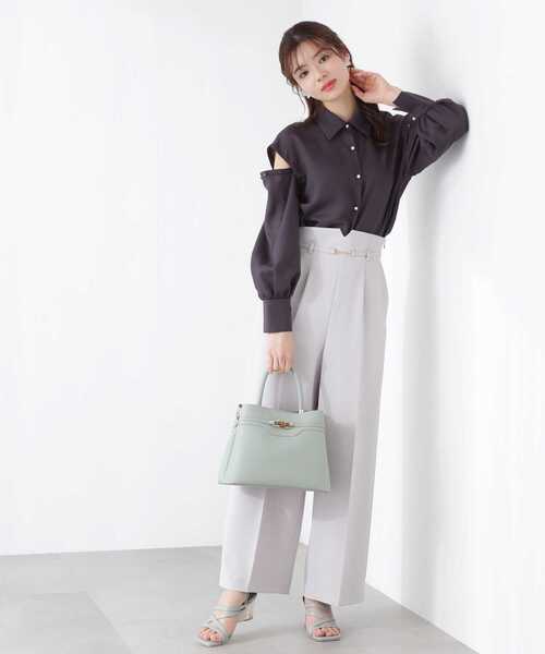 PROPORTION BODY DRESSING（プロポーションボディドレッシング）の「オープンショルダーショートブラウス / 1213110900（シャツ/ブラウス・レディース・ホワイト/ダークグレー/グレー・FREE）」の12枚目の写真