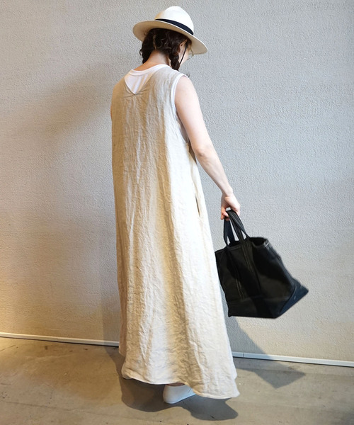 リネン ノースリーブワンピース journal standard luxe セール】リネンワッシャー Vネックノースリーブワンピース