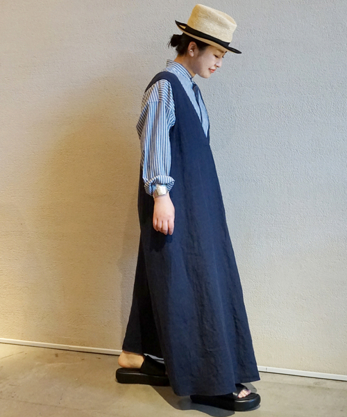 journal standard luxe★ フレンチリネンVワンピース ⭐︎黒 JOURNAL STANDARD LUXE（ジャーナルスタンダード ラックス）の