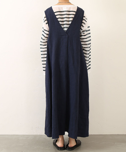 リネン ノースリーブワンピース journal standard luxe セール】リネンワッシャー Vネックノースリーブワンピース