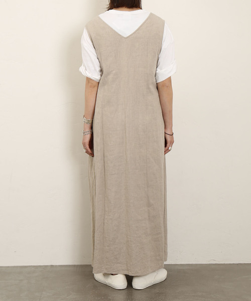 リネン ノースリーブワンピース journal standard luxe セール】リネンワッシャー Vネックノースリーブワンピース