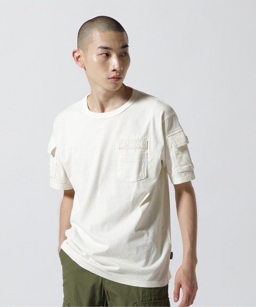 AVIREX(アヴィレックス)の「《WEB&DEPOT限定》GARMENT DYE FATIGUE T-SHIRT / ガーメント ダイ ファティーグ Tシャツ / AVIREX / アヴィレックス(Tシャツ/カットソー・メンズ・オフホワイト/ブラック/オリーブ/オレンジ・MEDIUM/LARGE/X-LARGE/XX-LARGE)」の5枚目の写真