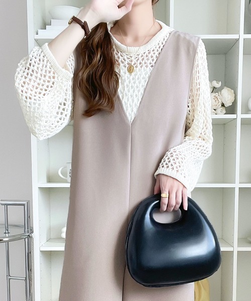 classicalelf(クラシカルエルフ)の「楽ちんだけど女性らしい。2way深Vネックロンパース(サロペット/オーバーオール・レディース・モカ/ベージュ/ブラック・LARGE/X-LARGE/SMALL/MEDIUM)」の7枚目の写真