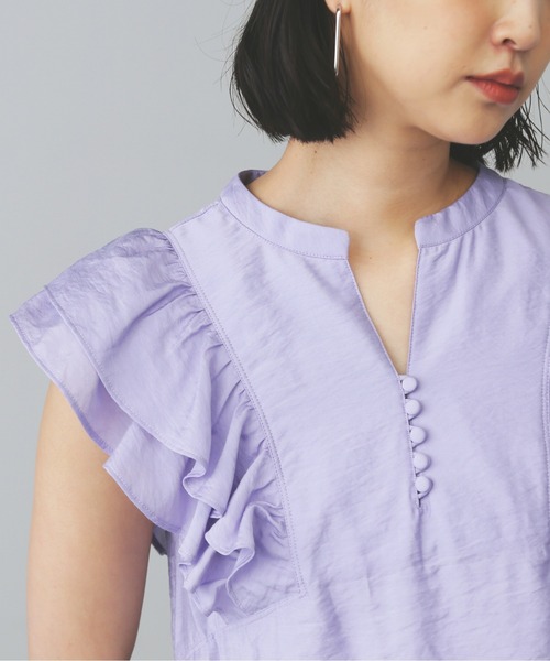 FREE'S MART（フリーズマート）の「◆ダブルフリルフレンチスリーブブラウス（シャツ/ブラウス・レディース・ワンウォッシュ/ホワイト/パープル・FREE）」の22枚目の写真