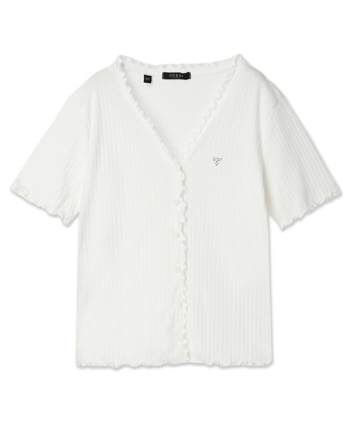 Guess（ゲス）の「Mini Triangle Knit Shirt（Tシャツ/カットソー・レディース・ミント/ブラック/ホワイト・X-SMALL/SMALL）」の2枚目の写真