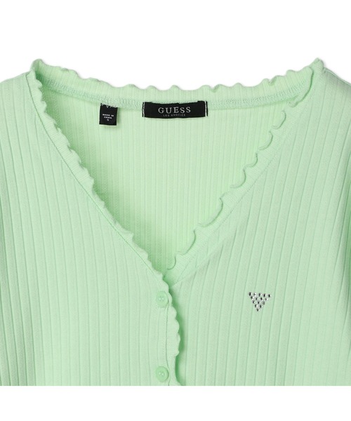 Guess（ゲス）の「Mini Triangle Knit Shirt（Tシャツ/カットソー・レディース・ミント/ブラック/ホワイト・X-SMALL/SMALL）」の4枚目の写真