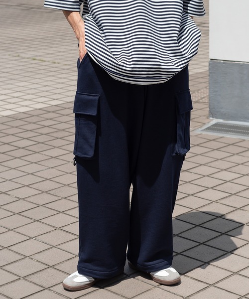Perushu（ペルーシュ）の「スウェットカーゴパンツ（カーゴパンツ・メンズ・ネイビー/オリーブ/杢グレー・MEDIUM/LARGE/SMALL）」の3枚目の写真