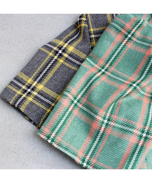 MODE ROBE（モードローブ）の「半袖チェックジャケット（テーラードジャケット・レディース・イエロー/グリーン・FREE）」の7枚目の写真