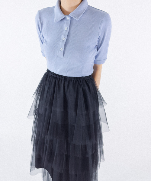 Charles Chaton(シャルルシャトン)の「Robert P.Miller prib poloshirt(ポロシャツ・レディース・サックスブルー/アイボリー/ブルー・FREE)」の3枚目の写真