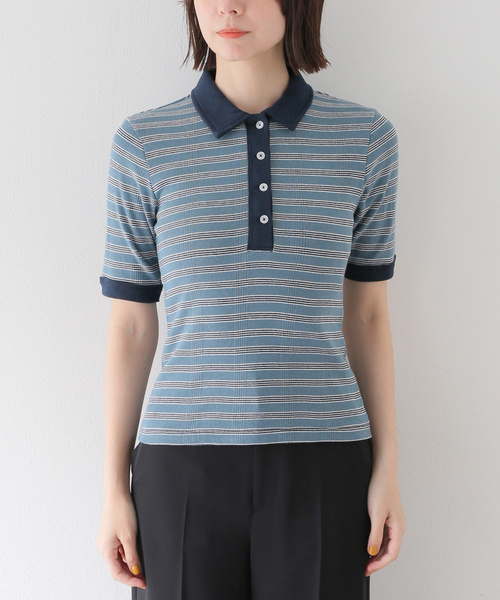 Charles Chaton(シャルルシャトン)の「Robert P.Miller prib poloshirt(ポロシャツ・レディース・サックスブルー/アイボリー/ブルー・FREE)」の17枚目の写真