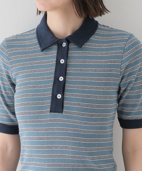 Charles Chaton(シャルルシャトン)の「Robert P.Miller prib poloshirt(ポロシャツ・レディース・サックスブルー/アイボリー/ブルー・FREE)」の20枚目の写真