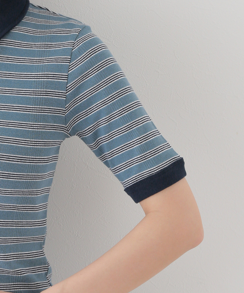 Charles Chaton(シャルルシャトン)の「Robert P.Miller prib poloshirt(ポロシャツ・レディース・サックスブルー/アイボリー/ブルー・FREE)」の22枚目の写真