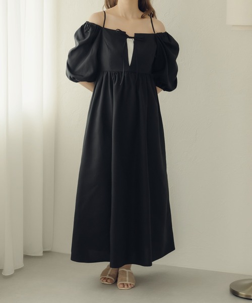 fupel（フぺル）の「2WAYオフショルワンピース（ワンピース・レディース・ベージュ/ブラック・LARGE/MEDIUM）」の7枚目の写真