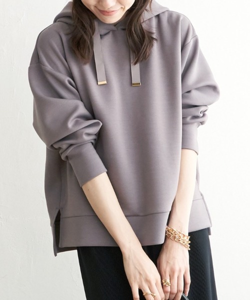 ikka（イッカ）の「ダンボールフードパーカー（パーカー・レディース・ブラック/ダークグリーン/ベージュ/ピンク/モカ・S/M/L）」の3枚目の写真