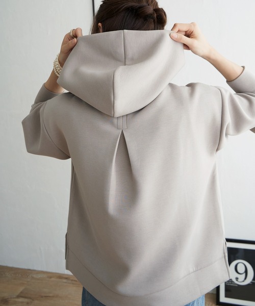 ikka（イッカ）の「ダンボールフードパーカー（パーカー・レディース・ブラック/ダークグリーン/ベージュ/ピンク/モカ・S/M/L）」の15枚目の写真