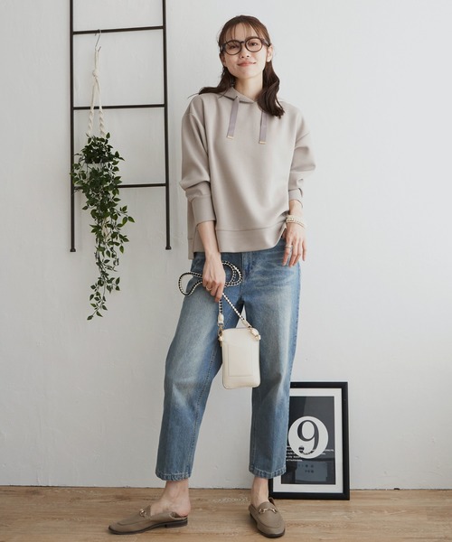 ikka（イッカ）の「ダンボールフードパーカー（パーカー・レディース・ブラック/ダークグリーン/ベージュ/ピンク/モカ・S/M/L）」の21枚目の写真