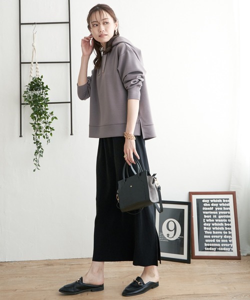 ikka（イッカ）の「ダンボールフードパーカー（パーカー・レディース・ブラック/ダークグリーン/ベージュ/ピンク/モカ・S/M/L）」の10枚目の写真